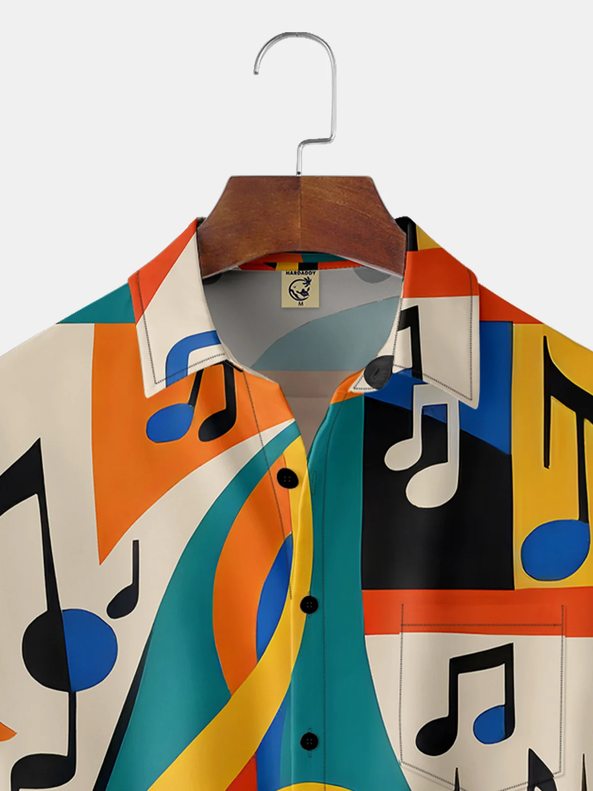 Hardaddy Moisture-wicking Music Note Chest Pocket Casual Shirt