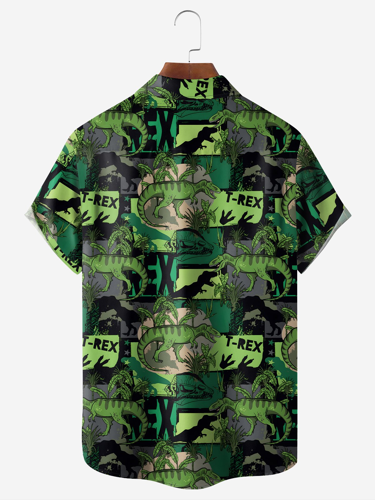 Moisture-Wicking Tropical Dinosaur Resort Print Shirt