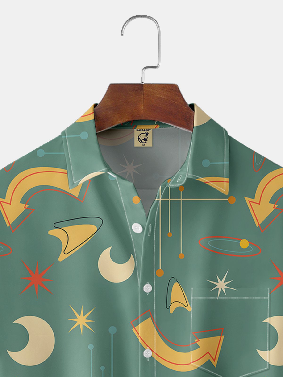 Moisture-wicking Mid-century Geometric Chest Pocket Casual Shirt