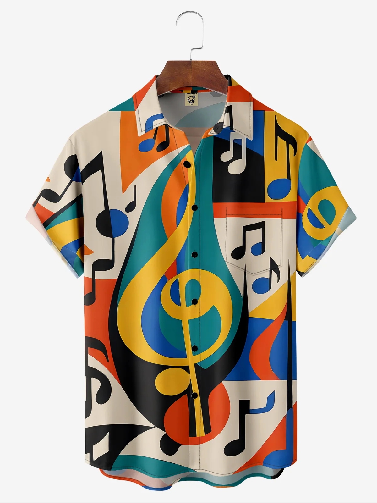 Hardaddy Moisture-wicking Music Note Chest Pocket Casual Shirt