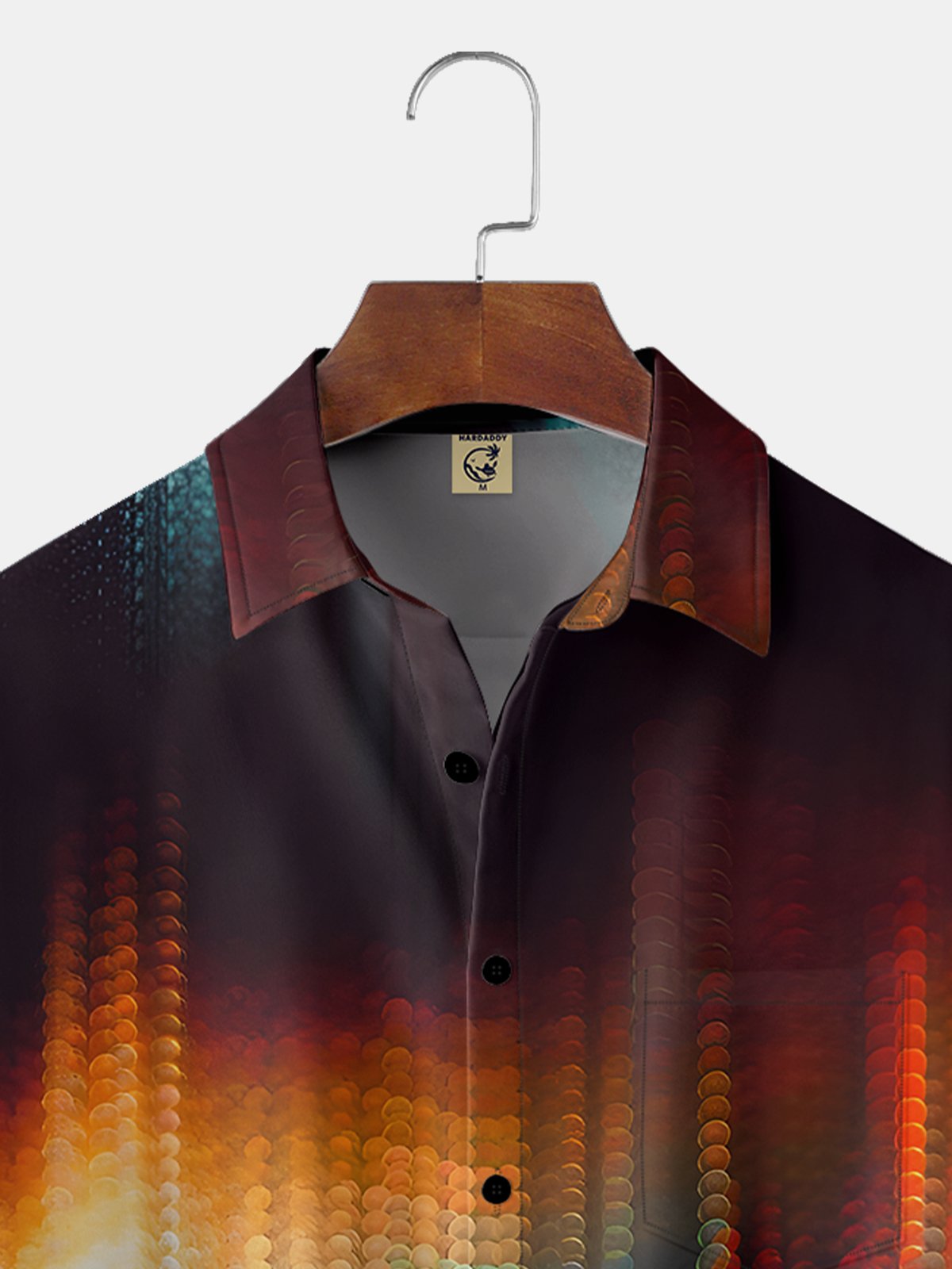 Moisture-wicking Geometric Concealed Chest Pocket Casual Shirt