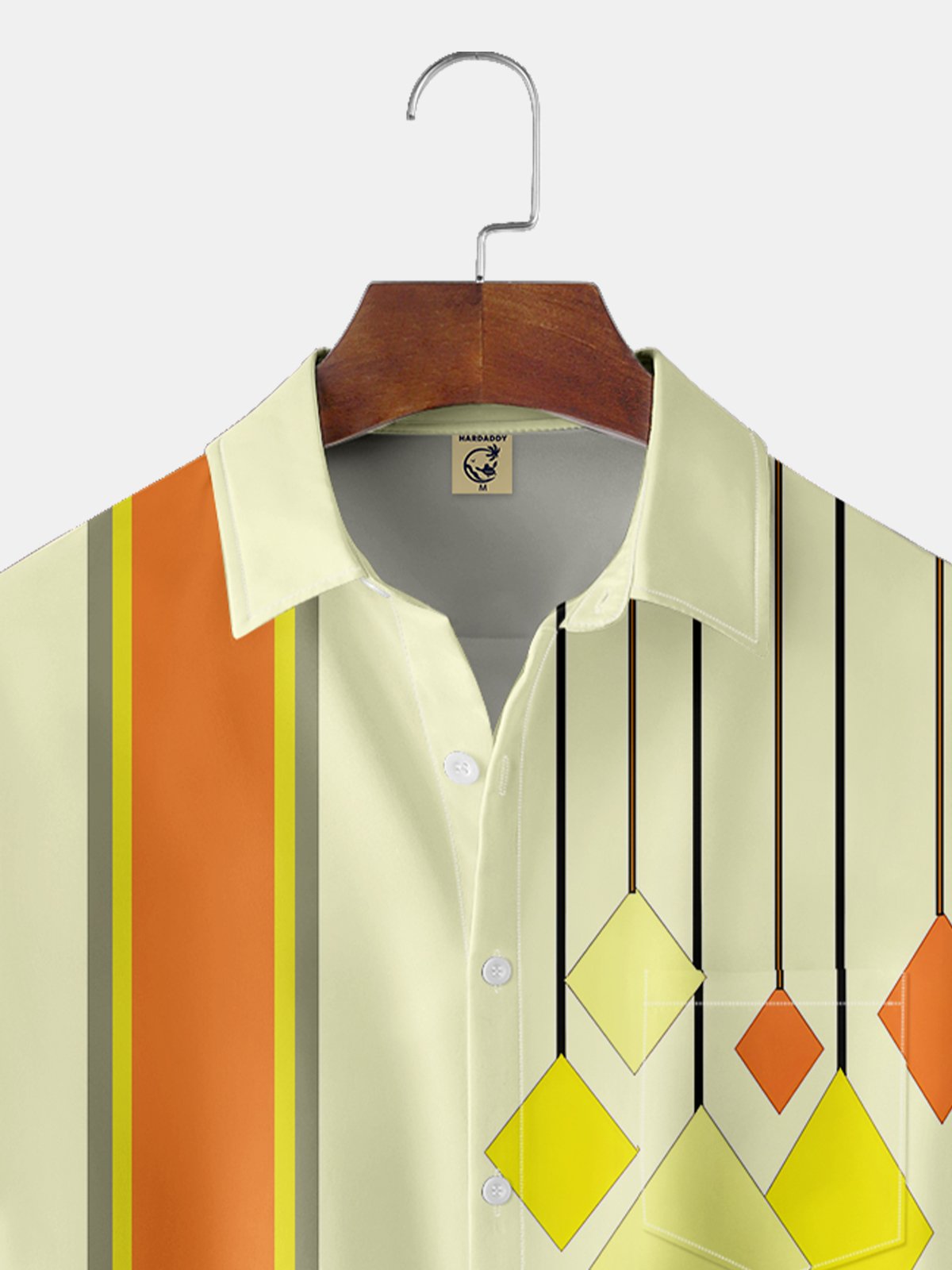 Moisture-wicking Diamond Pattern Chest Pocket Bowling Shirt