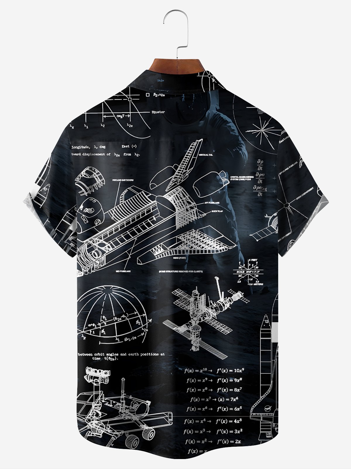 Hardaddy Moisture-wicking Space Vehicle Chest Pocket Casual Shirt