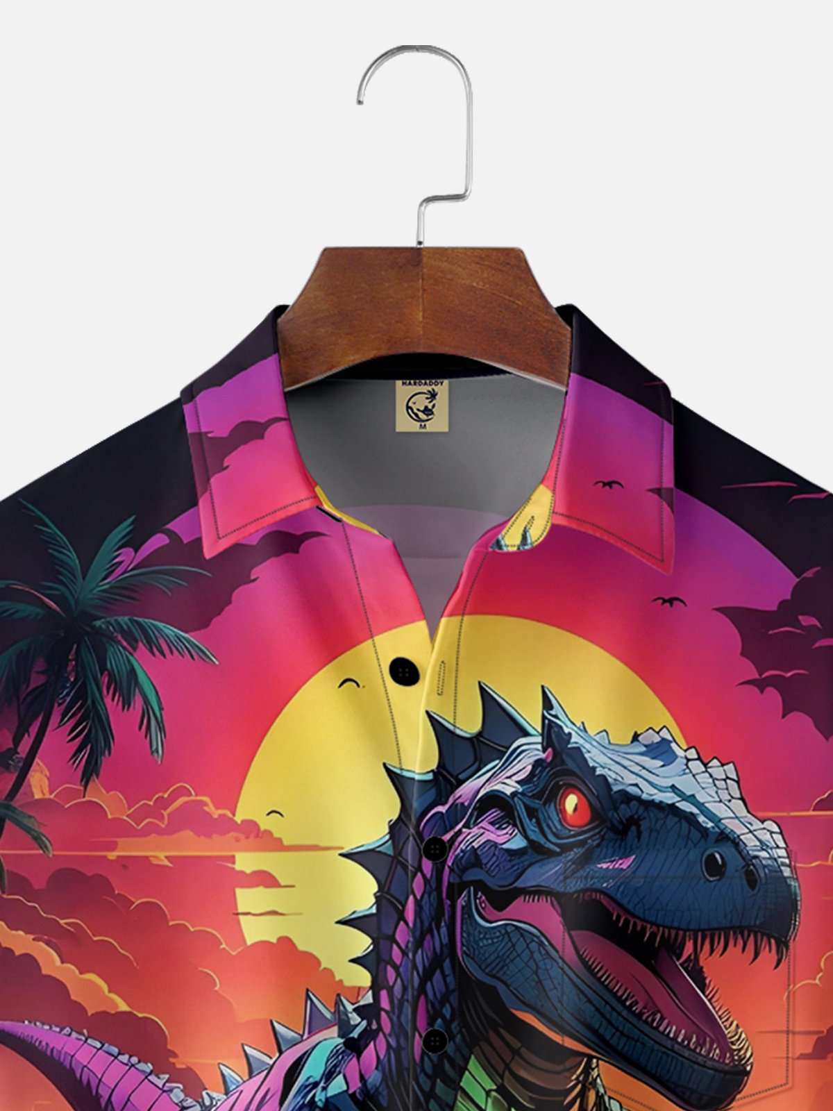 Moisture-Wicking Tropical Plant T-rex Print Shirt