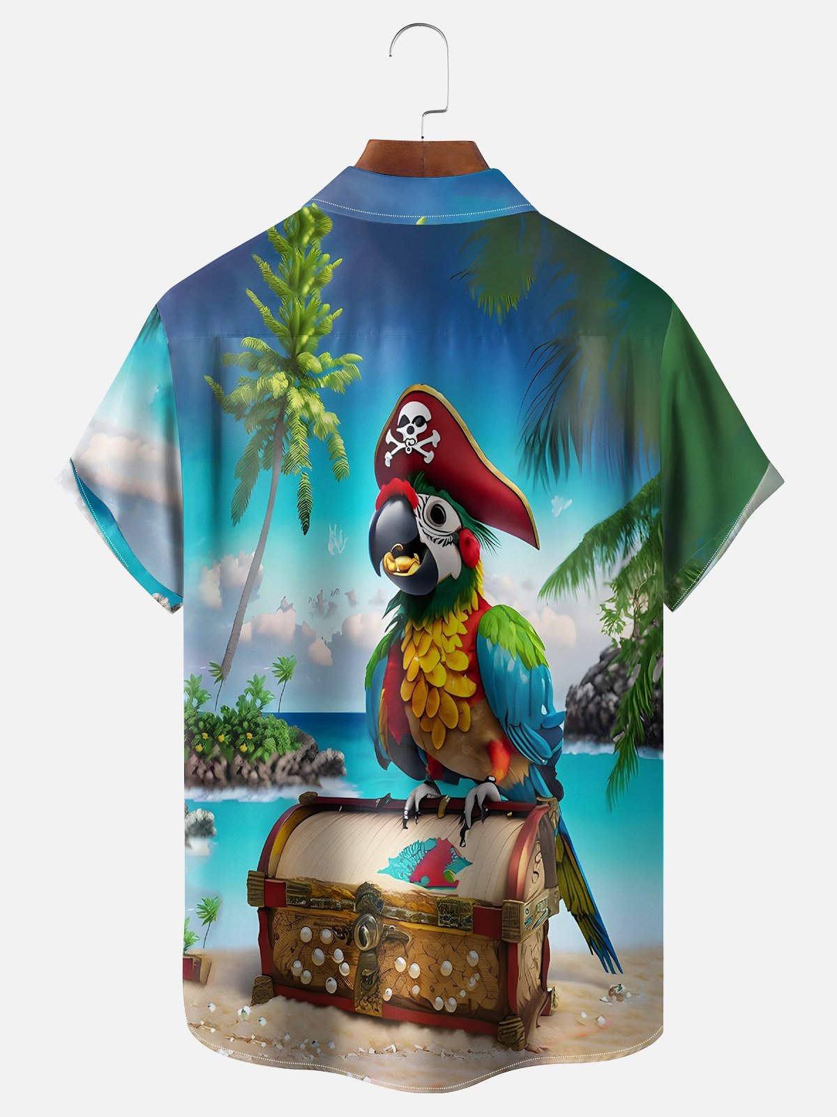 Moisture-Wicking Tropical Floral Parrot Print Shirt