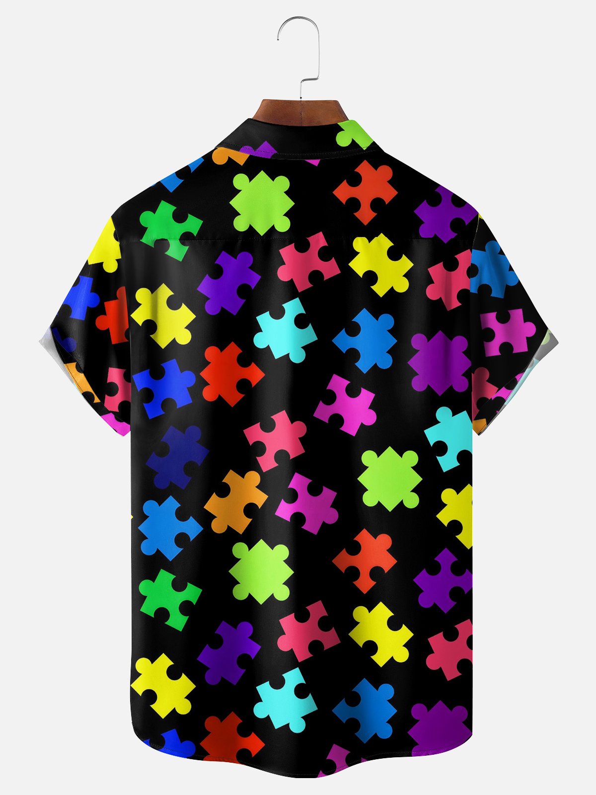 Moisture-wicking Puzzle Chest Pocket Hawaiian Shirt