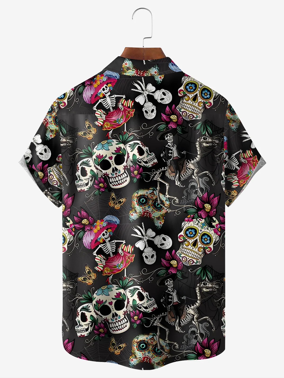 Hardaddy Moisture-wicking Cinco de Mayo Skull Chest Pocket Casual Shirt