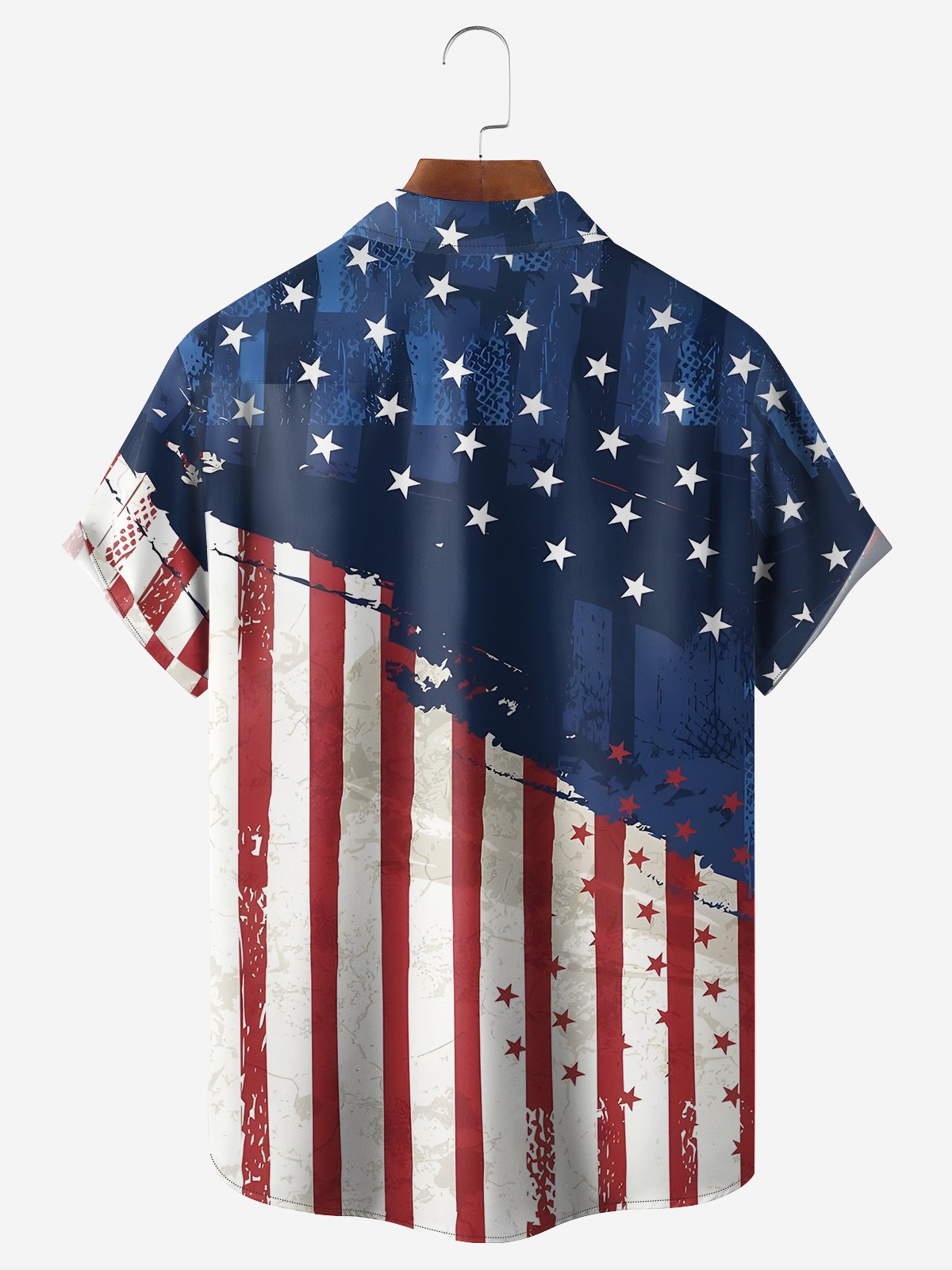 Moisture-wicking Memorial Day American Flag Chest Pocket Casual Shirt