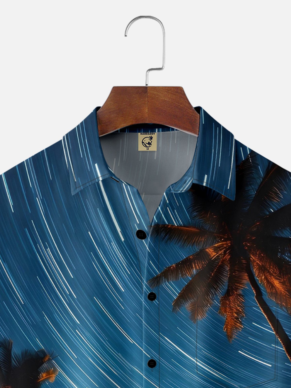 Moisture-wicking Starry Coconut Tree Chest Pocket Hawaiian Shirt