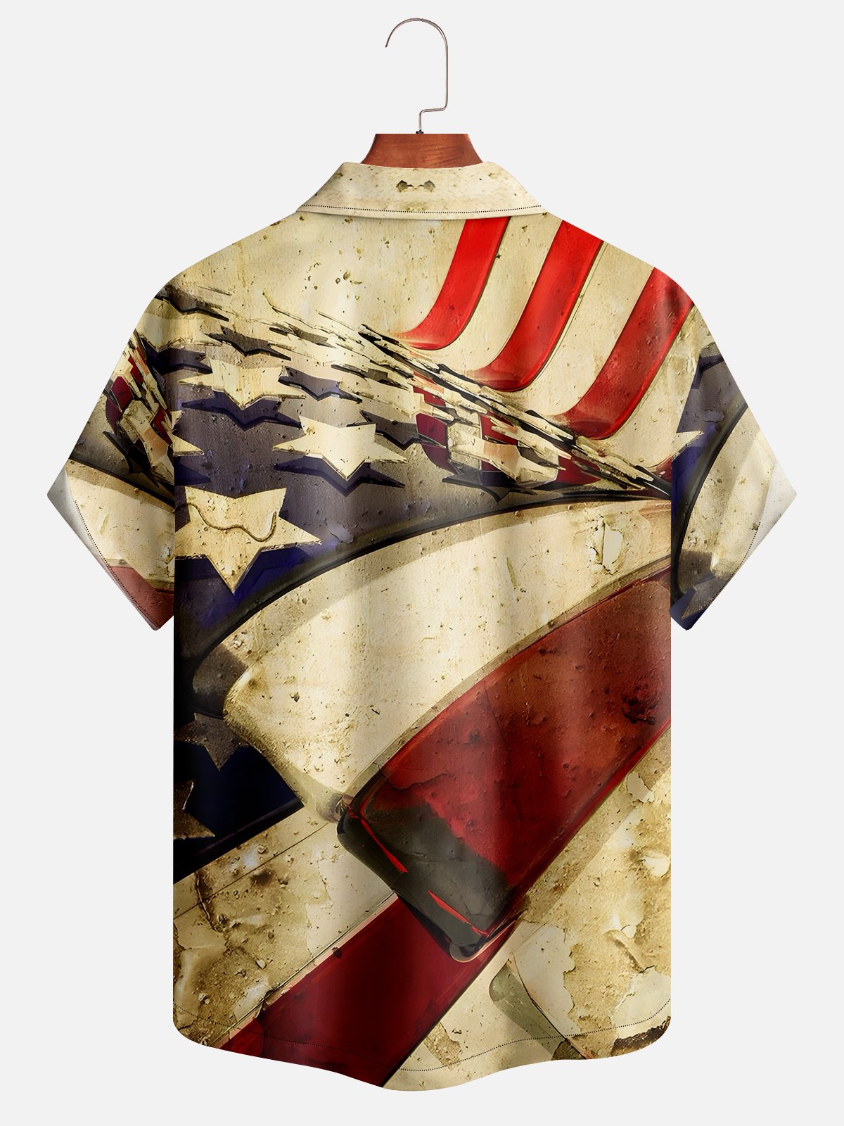 Moisture-wicking American Flag Short Sleeve Aloha Shirt