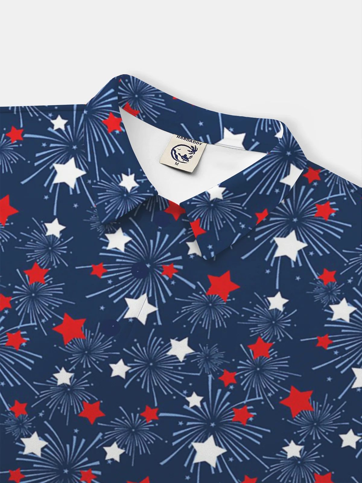 Moisture-wicking Golf Polo Fireworks American Flag