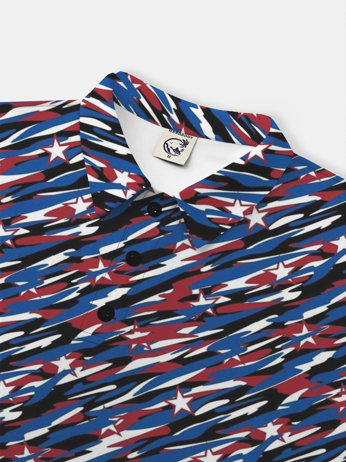 Hardaddy Moisture Wicking Golf Polo Abstract Geometric American Flag