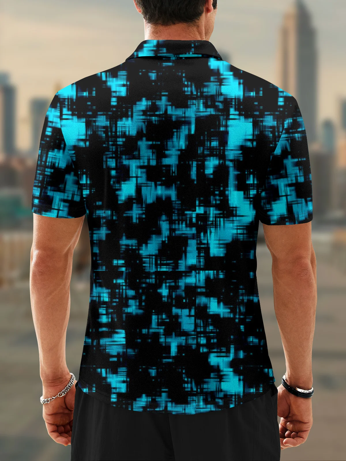 Moisture Wicking Golf Polo 3D Gradient Abstract Geometry