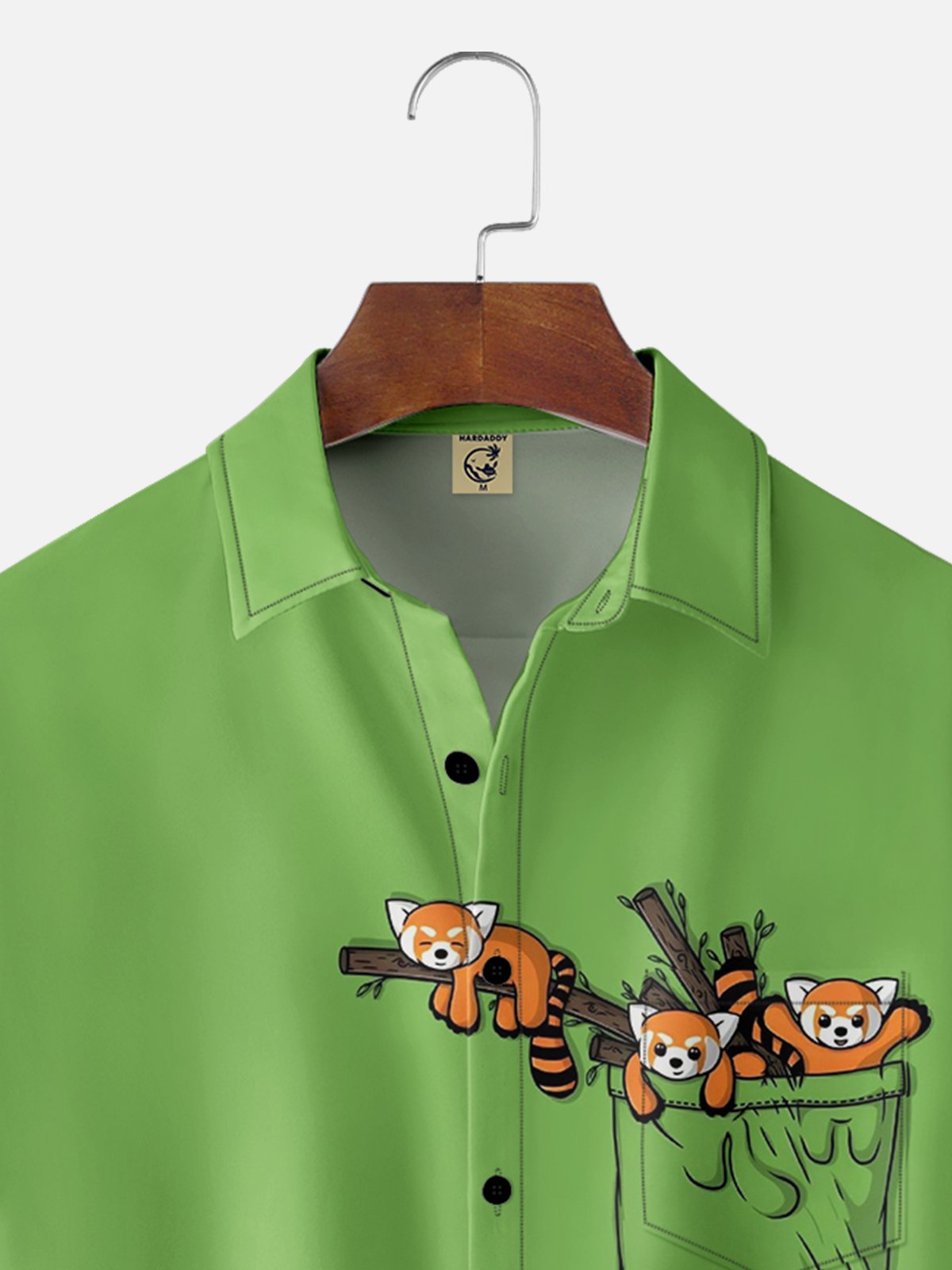 Breathable Red panda Chest Pocket Resort Shirt