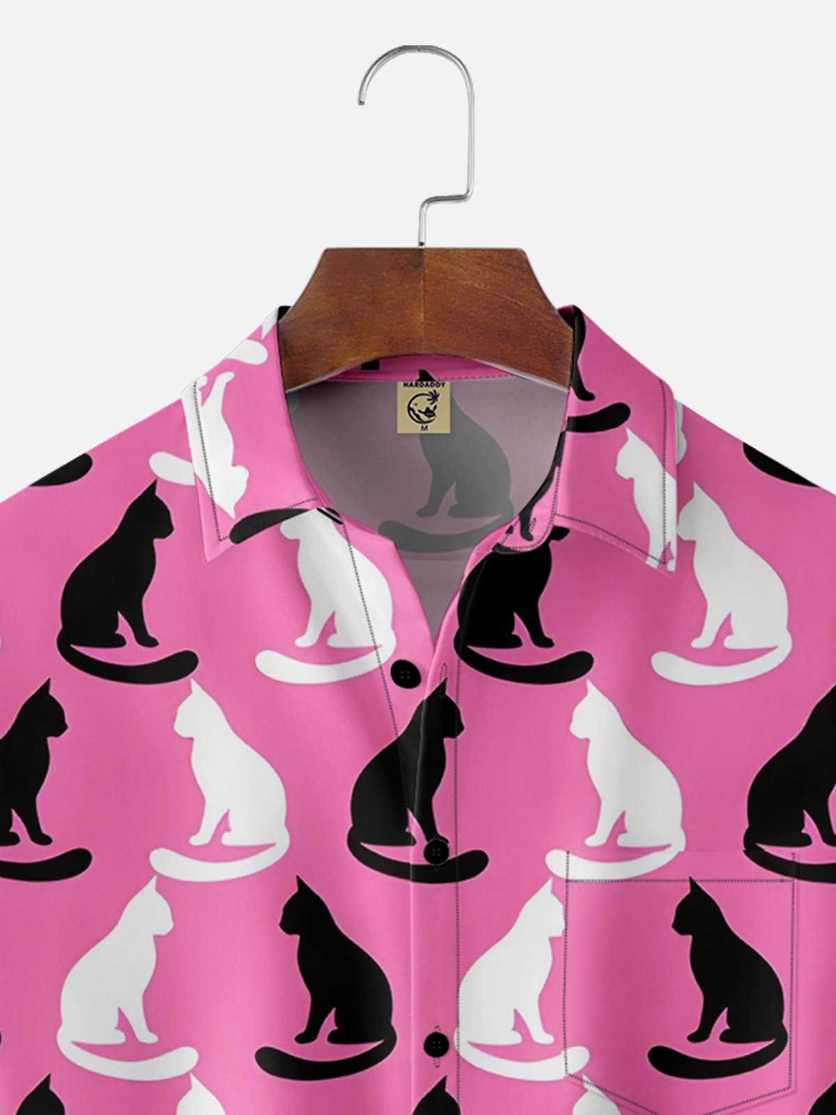 Moisture-wicking Abstract Cat Chest Pocket Hawaiian Shirt