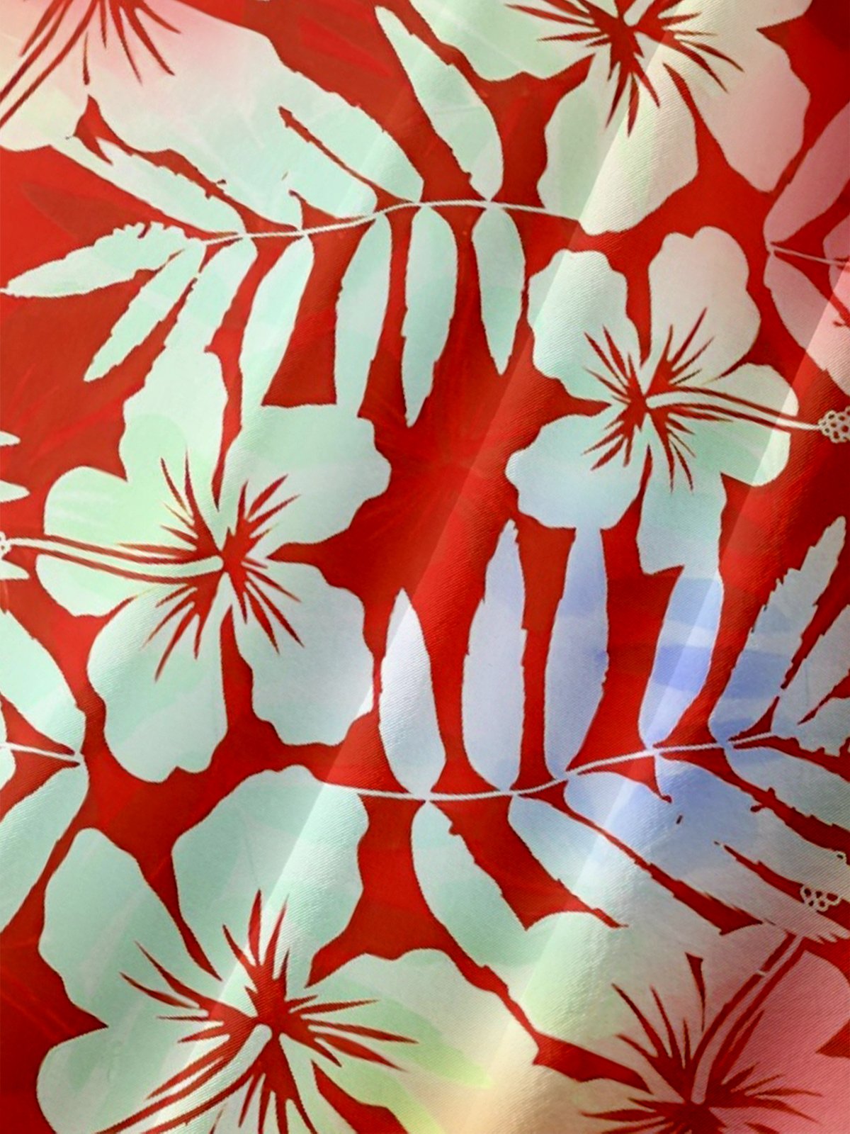 Moisture-wicking Ombre Tropical Plant Chest Pocket Hawaiian Shirt