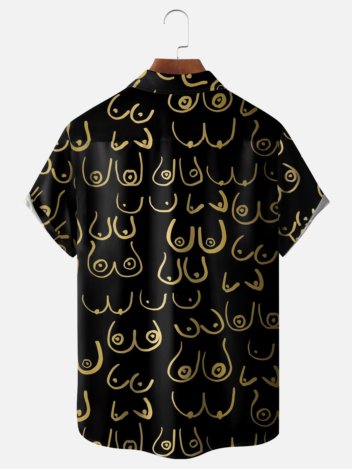 Moisture-wicking Fun Line Art Chest Pocket Hawaiian Shirt