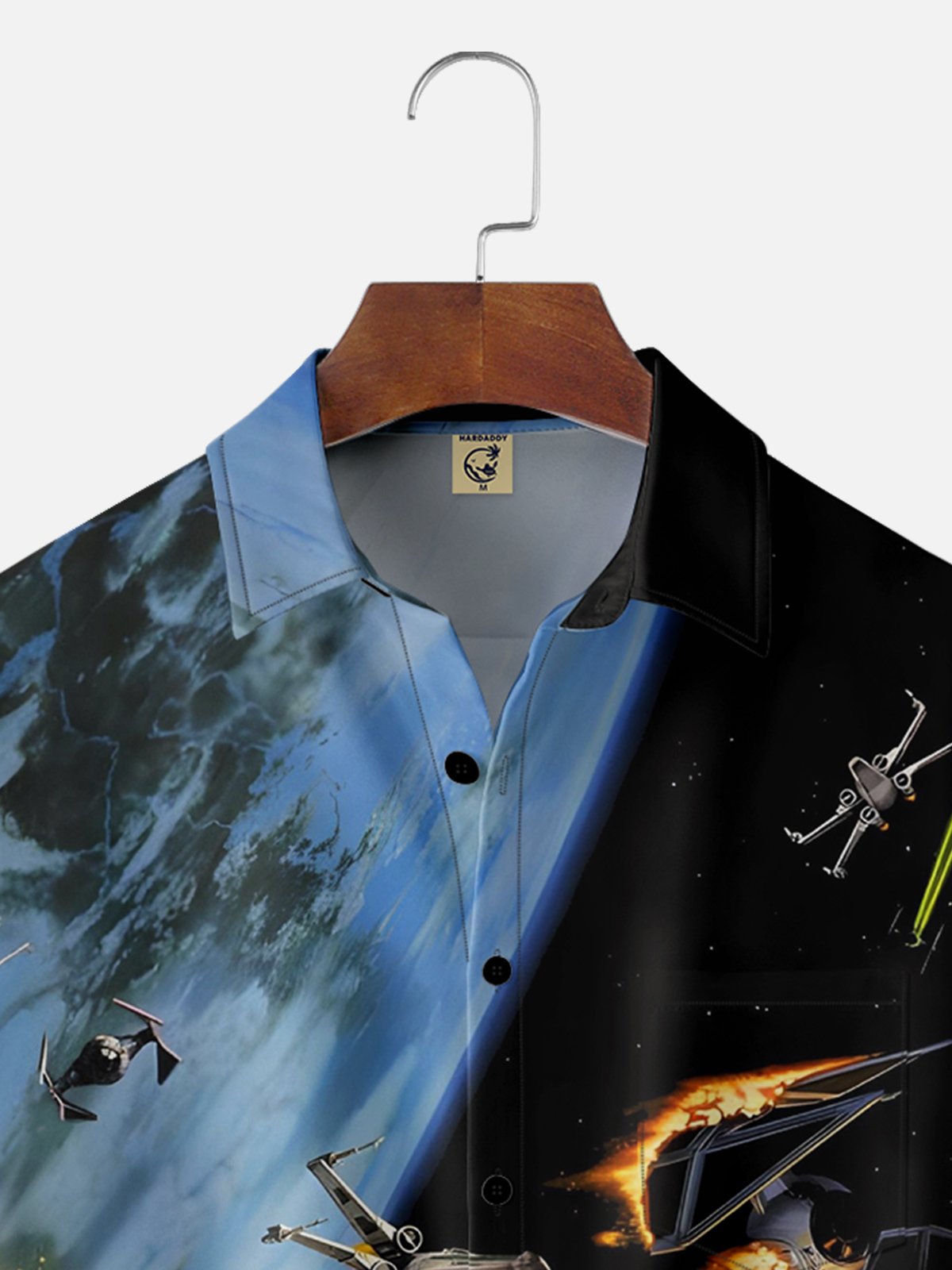 Hardaddy Breathable Spacecraft Chest Pocket Casual Shirt