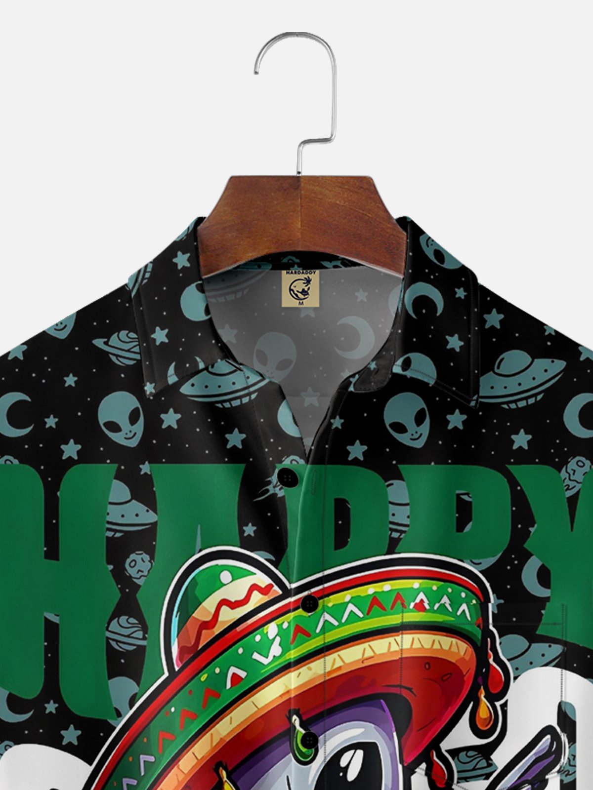 Moisture-wicking Cinco de Mayo Alien UFO Chest Pocket Hawaii Shirt