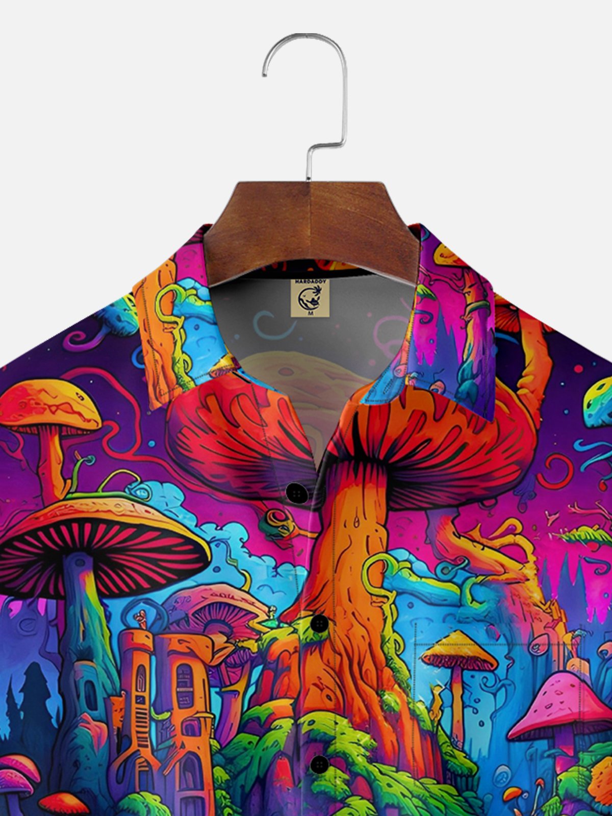 Moisture-wicking Alien Mushroom Chest Pocket Hawaiian Shirt