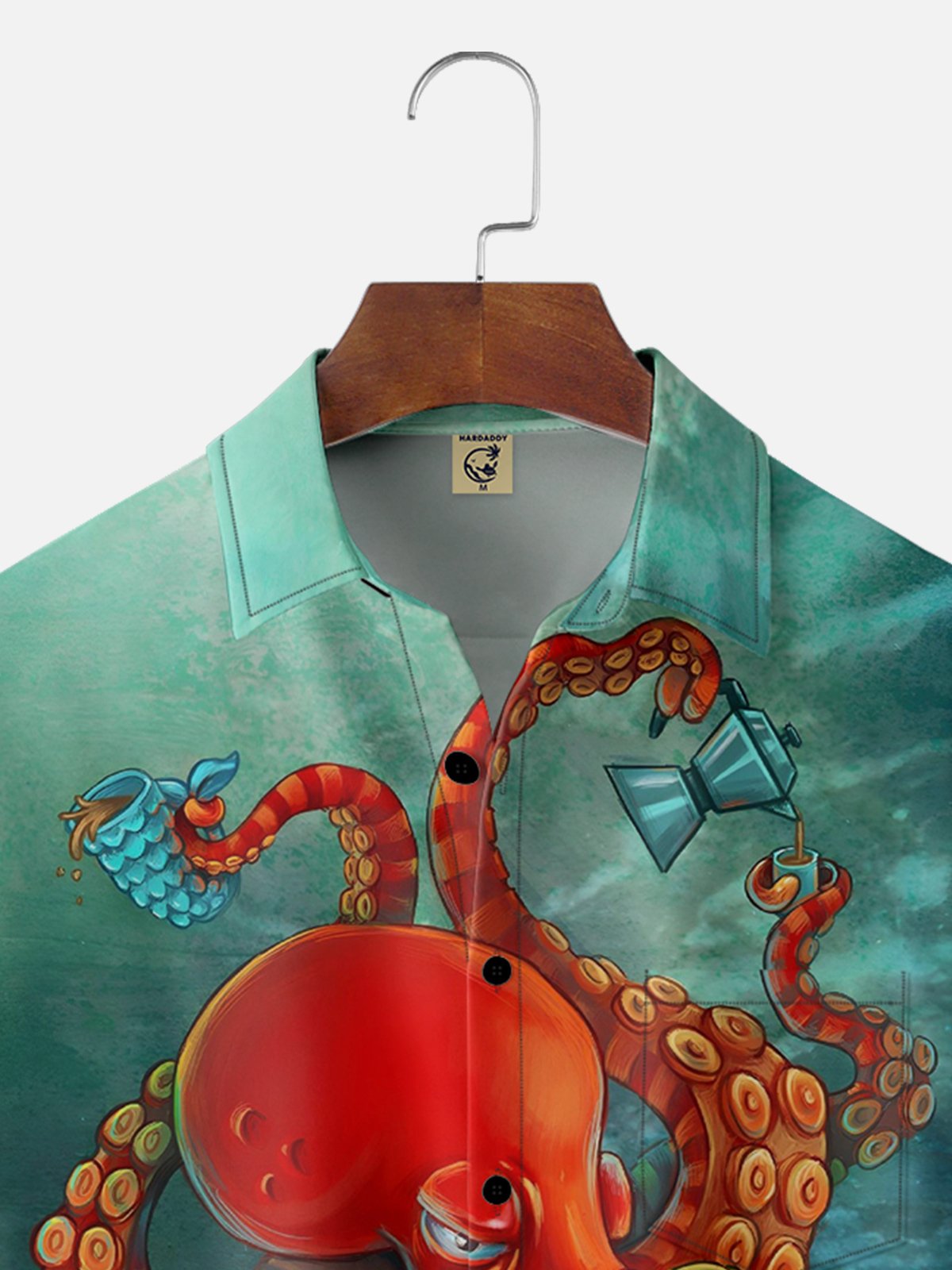 Moisture-wicking Octopus Chest Pocket Hawaiian Shirt