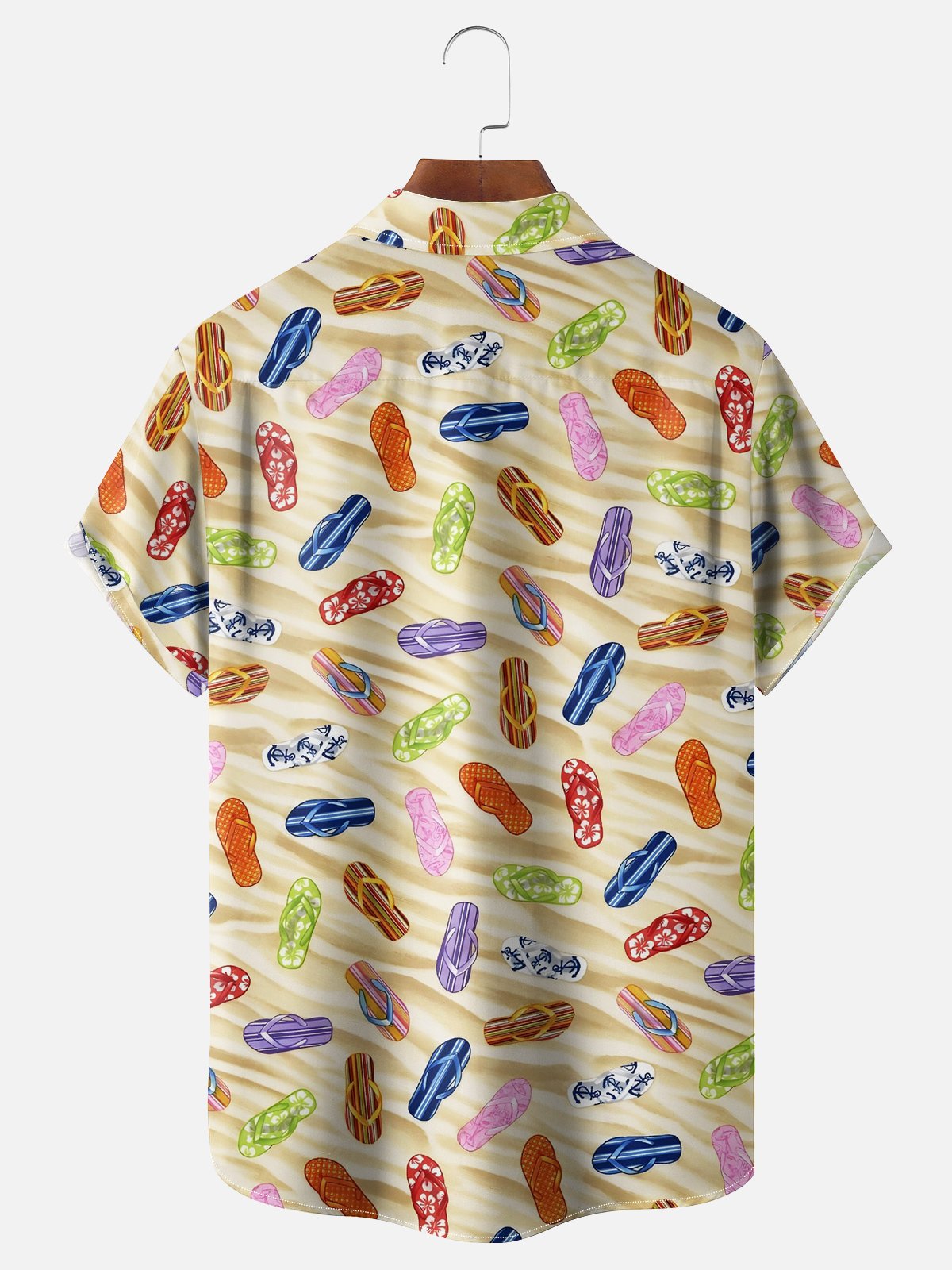 Moisture-wicking Beach Flip Flop Chest Pocket Hawaiian Shirt