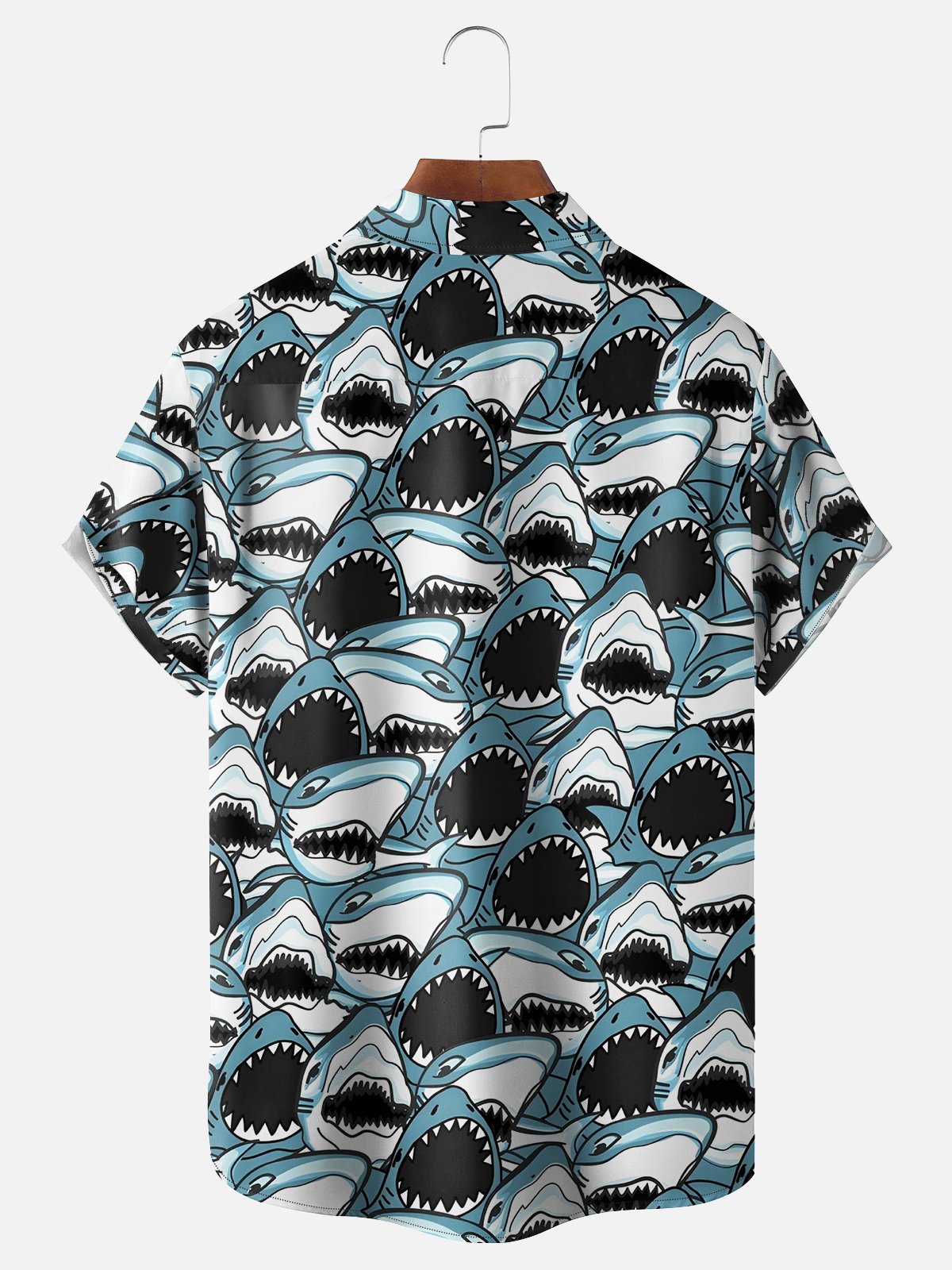 Moisture-wicking Shark Chest Pocket Hawaiian Shirt