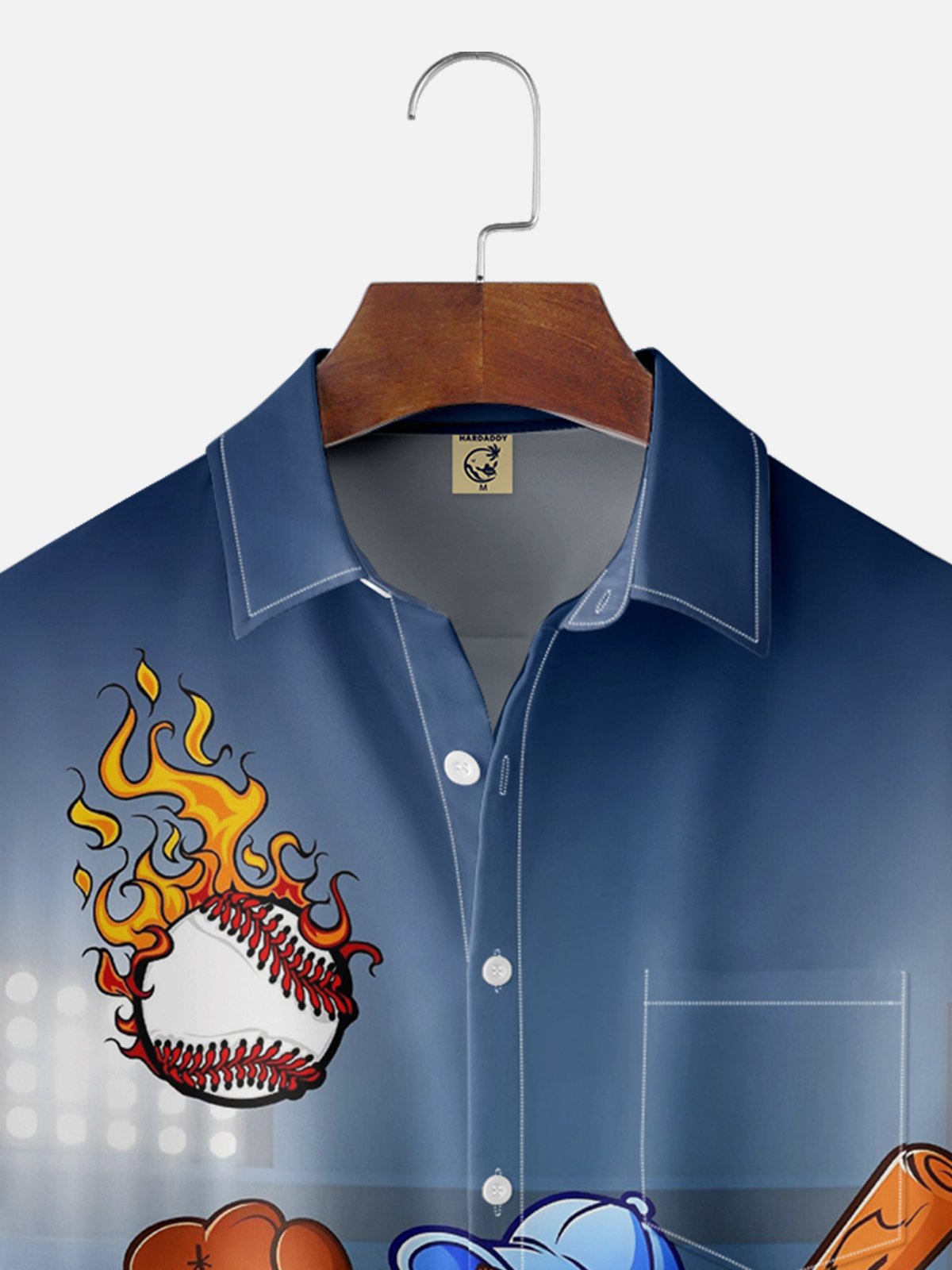Hardaddy Baseball Player Mr Hot Dog Breathable Chest Pocket Hawaiian Shirt
