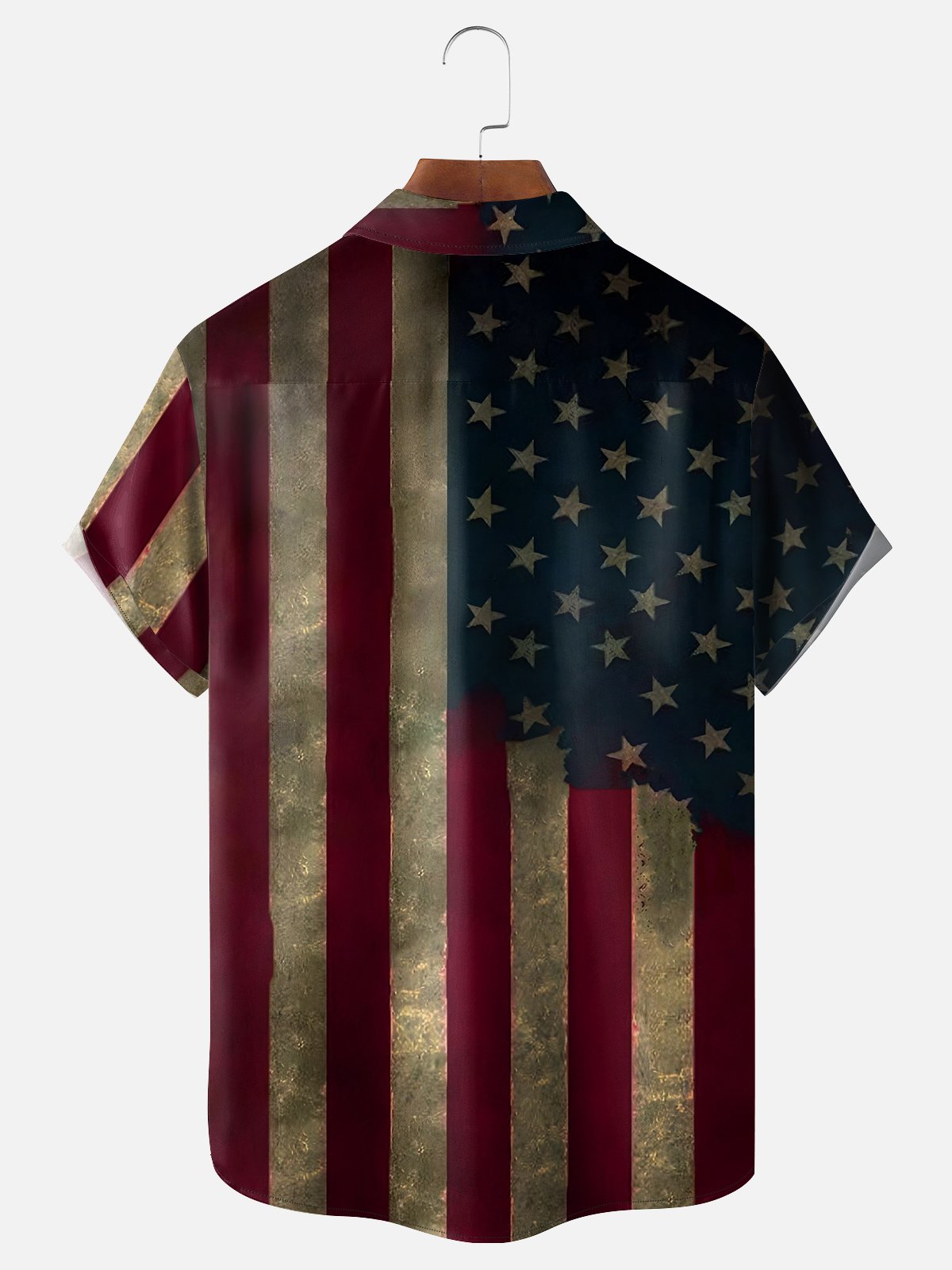 Vintage Car National Patriotic American Flag Breathable Hawaiian Shirt