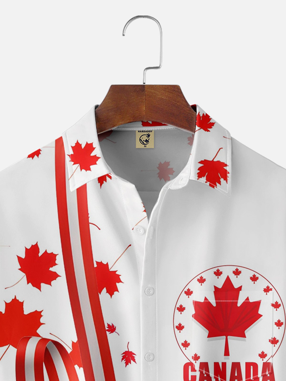 Hardaddy Moisture-wicking Canada Day Maple Leaf Chest Pocket Hawaiian Shirt