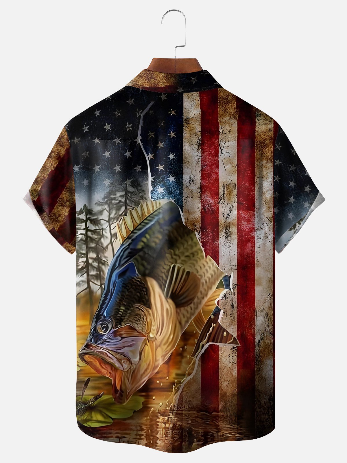 Hardaddy National American Fishing Patriotic Wicking Hawaiian Shirt
