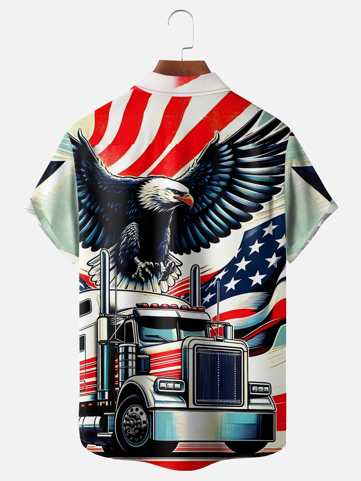 National American Eagle Truck Patriotic Wicking Hawaiian Shirt