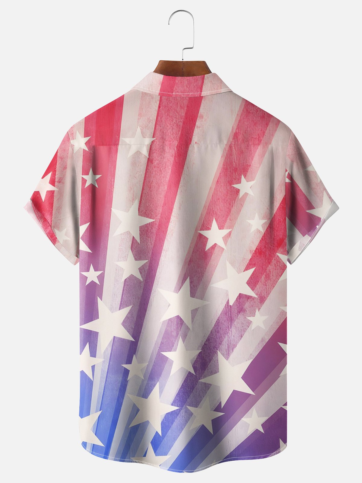 Moisture-wicking Retro Abstract Gradient American Flag Chest Pocket Shirt