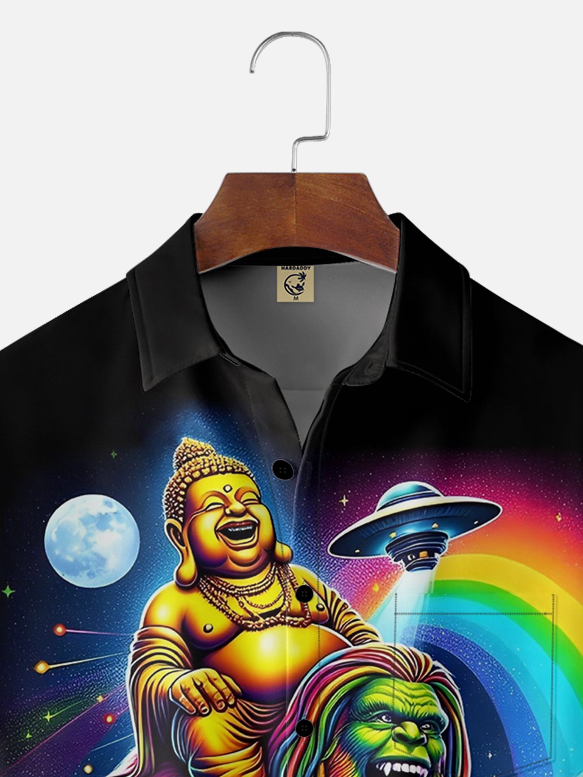 Moisture-wicking Rainbow Hippie Bigfoot Chest Pocket Hawaiian Shirt