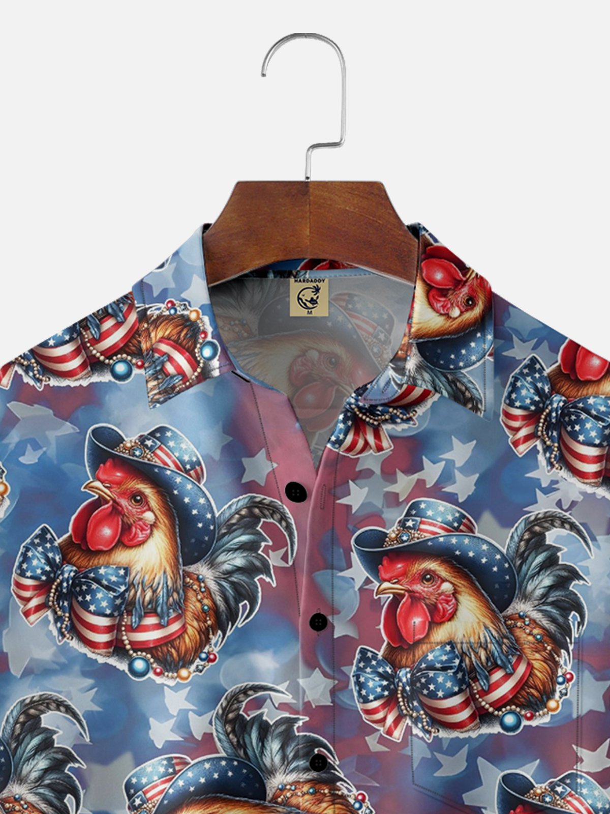 Moisture-wicking American Flag Chicken Chest Pocket Casual Shirt