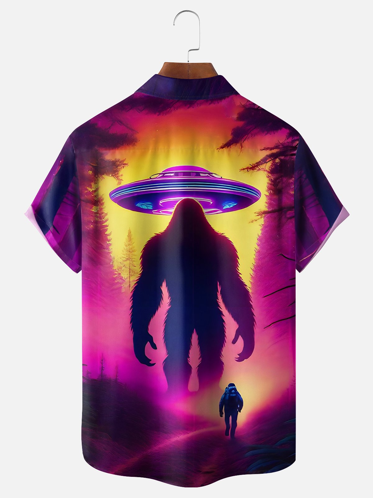 Hardaddy Moisture-wicking UFO Bigfoot Chest Pocket Hawaiian Shirt