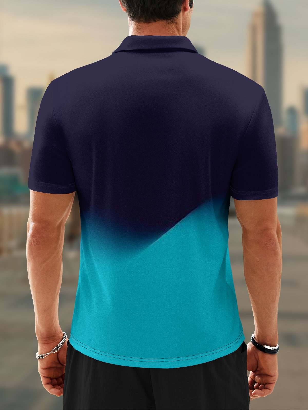 Moisture Wicking Golf Polo 3D Gradient Color Abstract