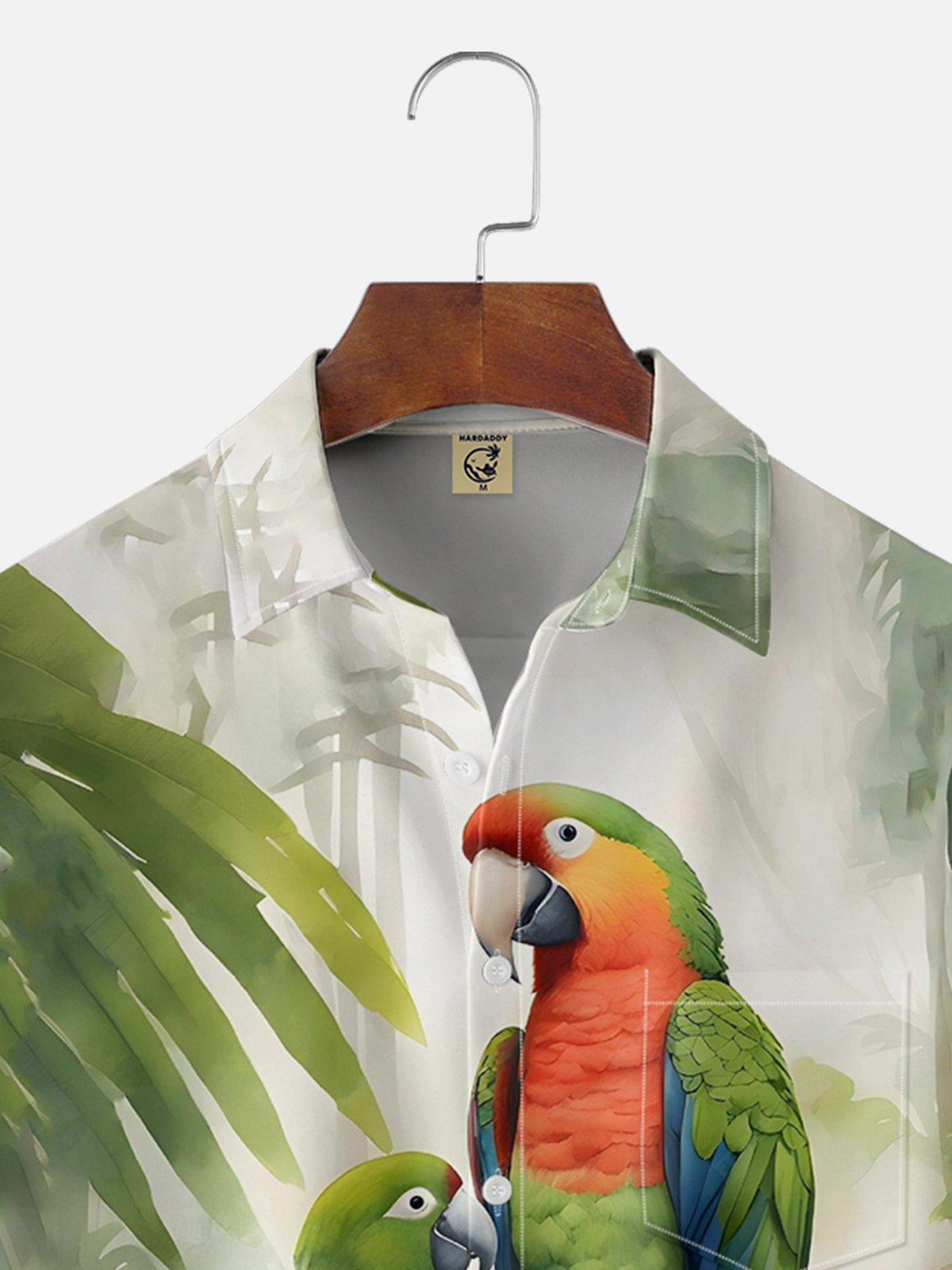 Hardaddy Moisture-wicking?Tropical?Parrots?Chest?Pocket?Hawaiian?Shirt