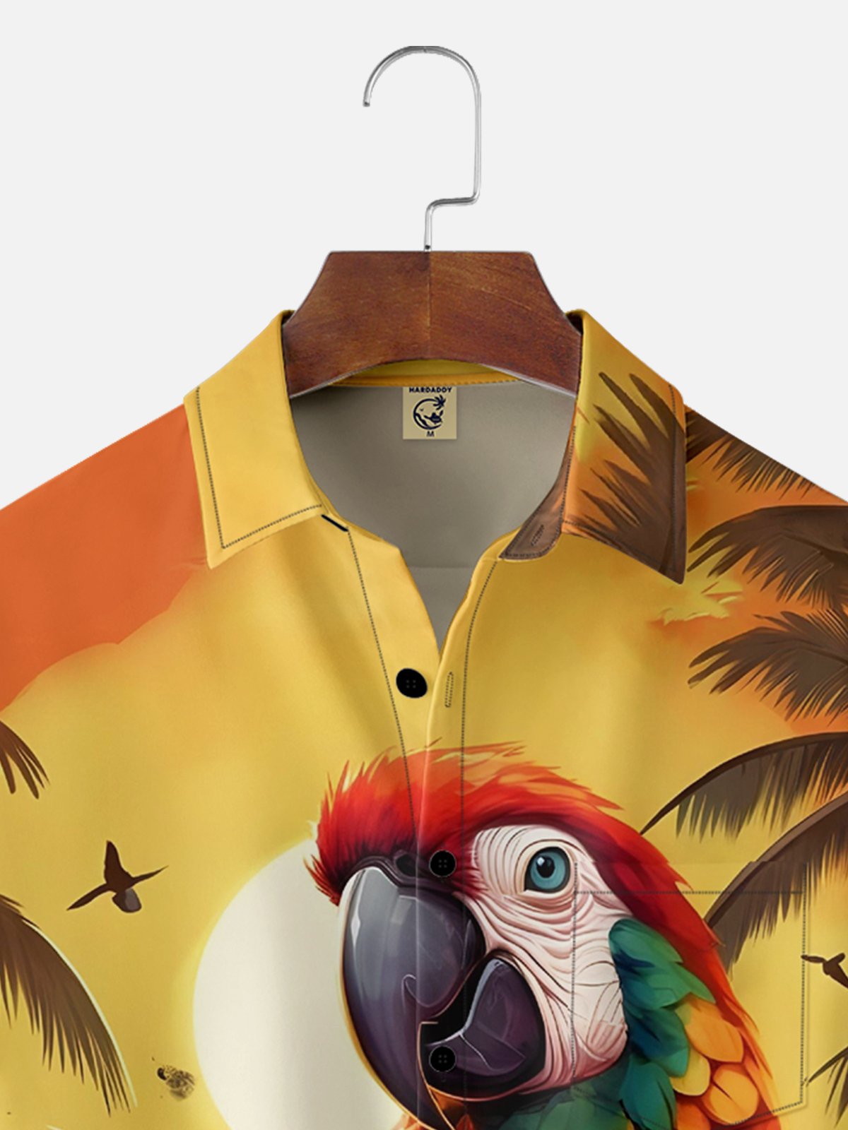 Moisture-wicking Tropical Parrots Guitar Chest Pocket Hawaiian Shirt
