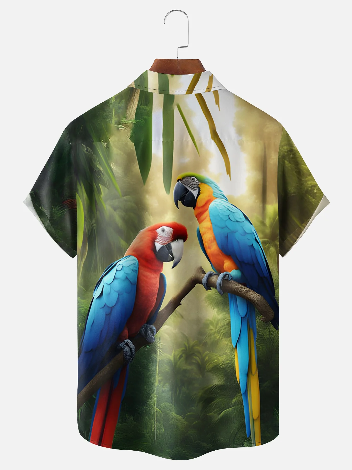 Moisture-wicking Tropical Parrots Chest Pocket Hawaiian Shirt