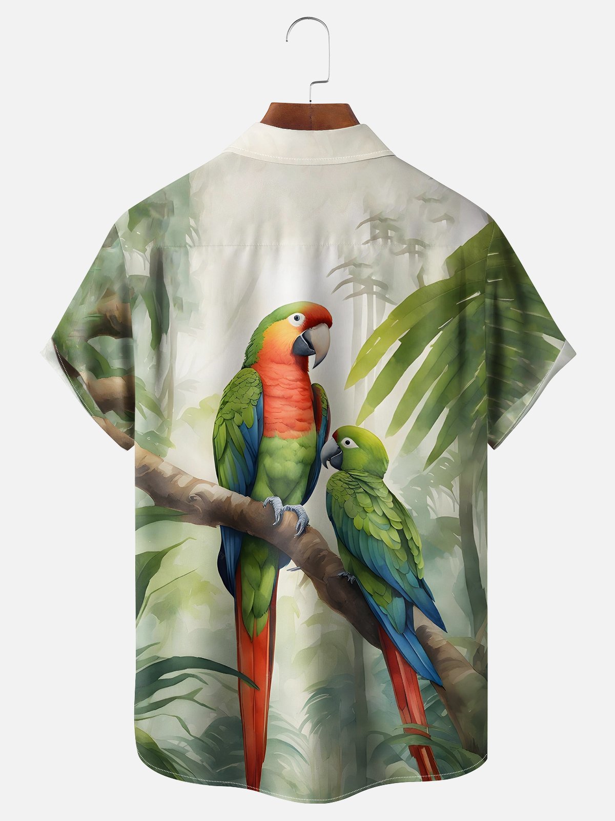 Hardaddy Moisture-wicking?Tropical?Parrots?Chest?Pocket?Hawaiian?Shirt