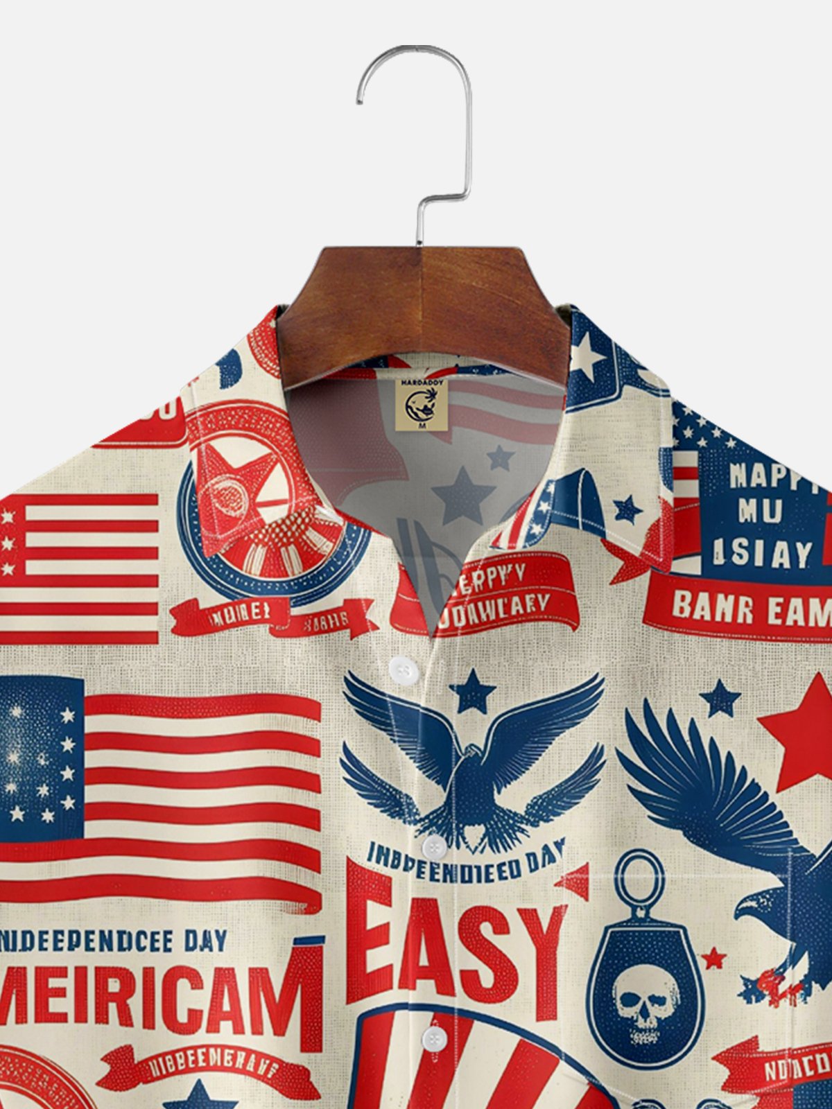 Moisture-wicking American Flag Chest Pocket Hawaiian Shirt