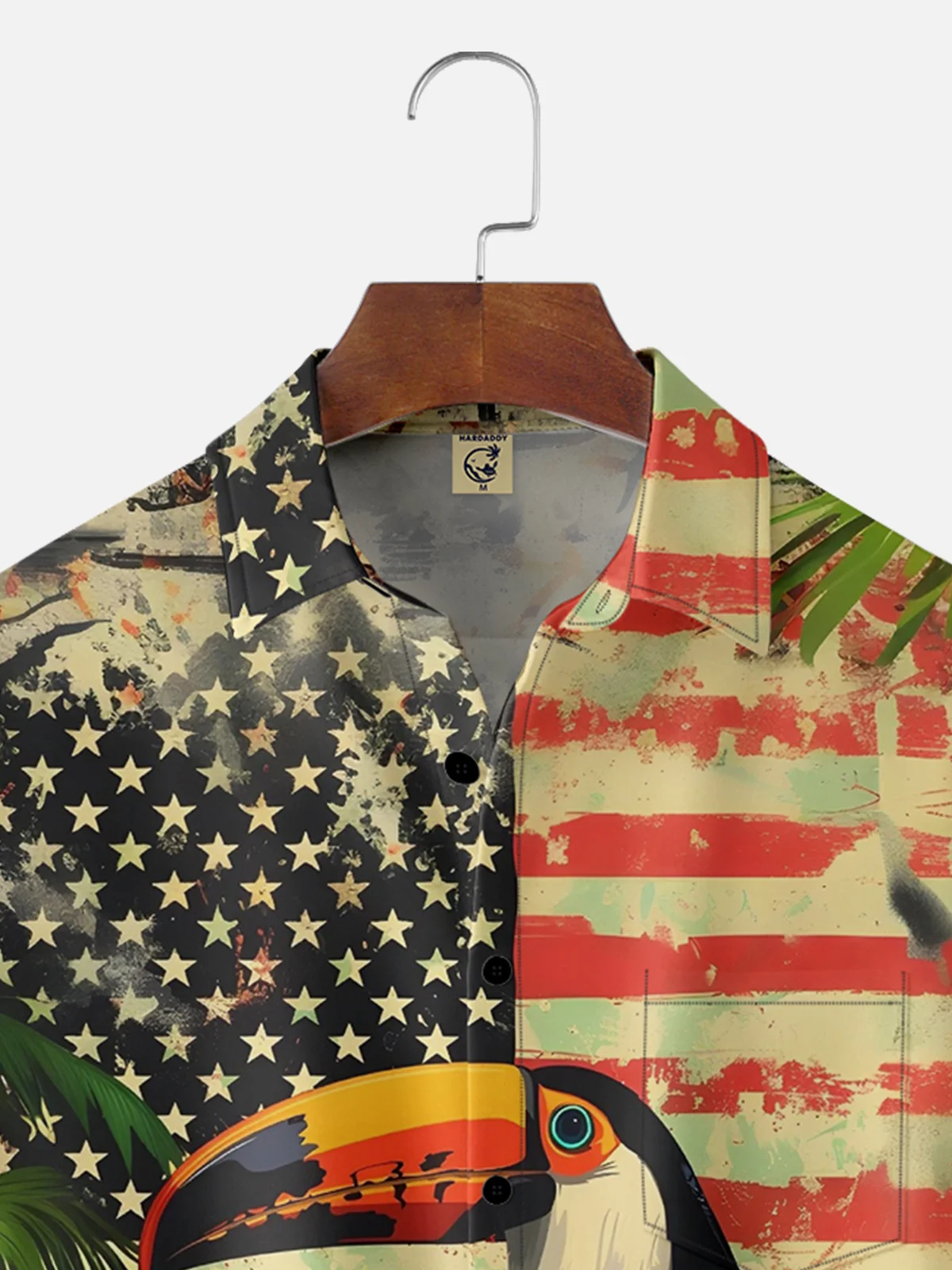 Hardaddy National American Flag Toucan Parrot Moisture-wicking Hawaiian Shirt