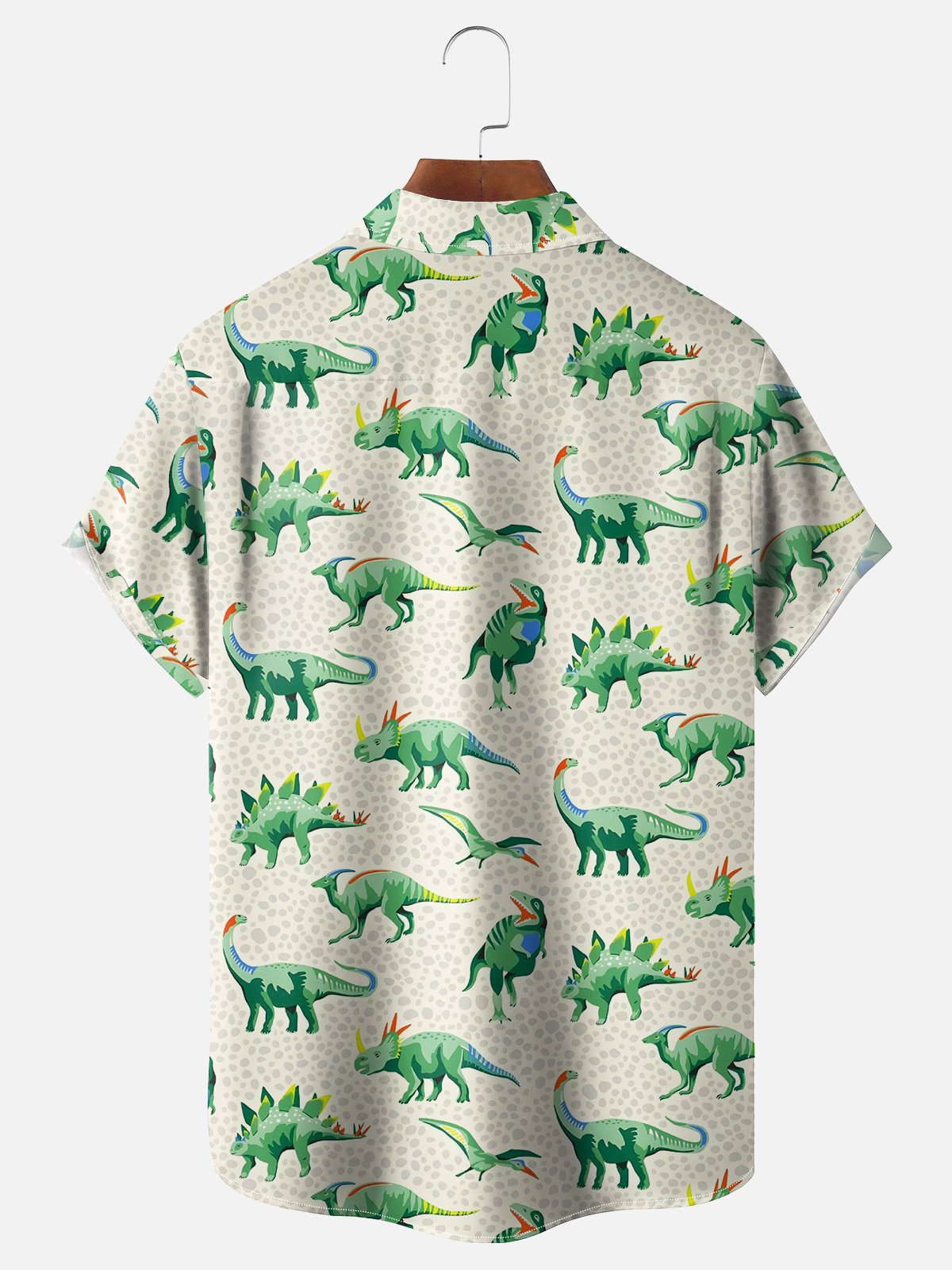 Hardaddy Dinosaurs Pattern Breathable Chest Pocket Hawaiian Shirt