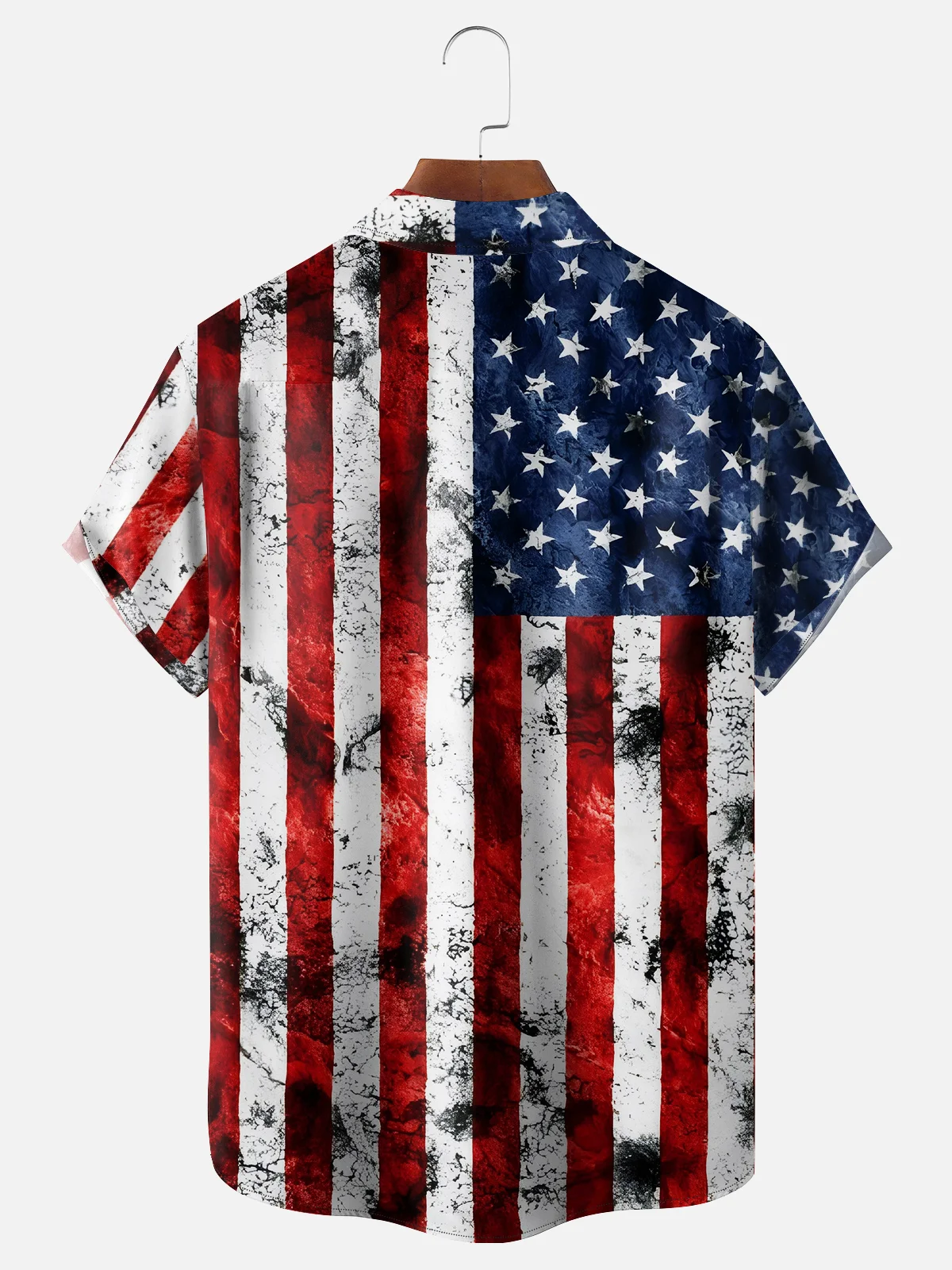 Hardaddy American Flag Bigfoot Chest Pocket Breathable Casual Shirt