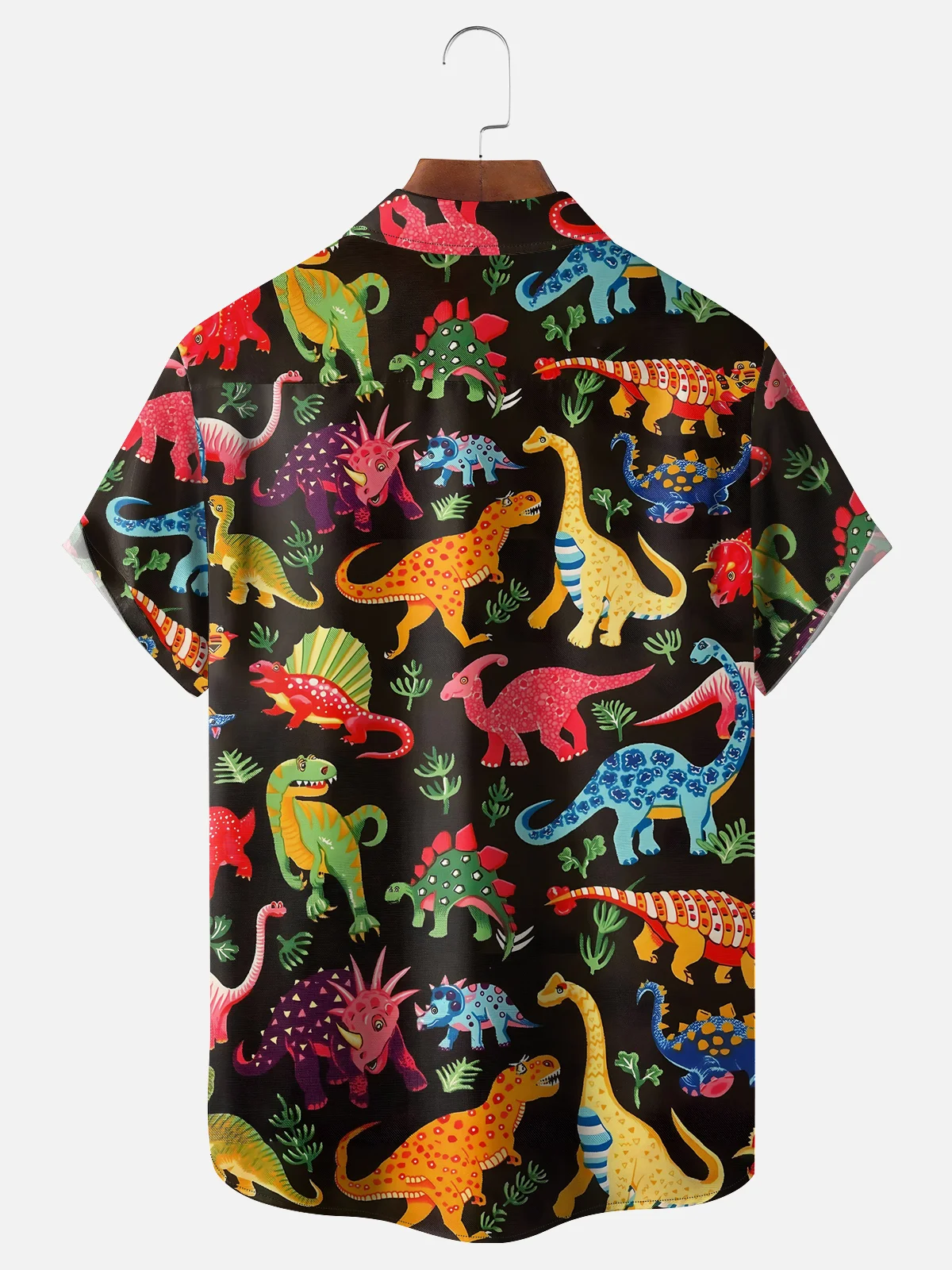 Hardaddy Moisture-wicking Dinosaur Chest Pocket Hawaiian Shirt