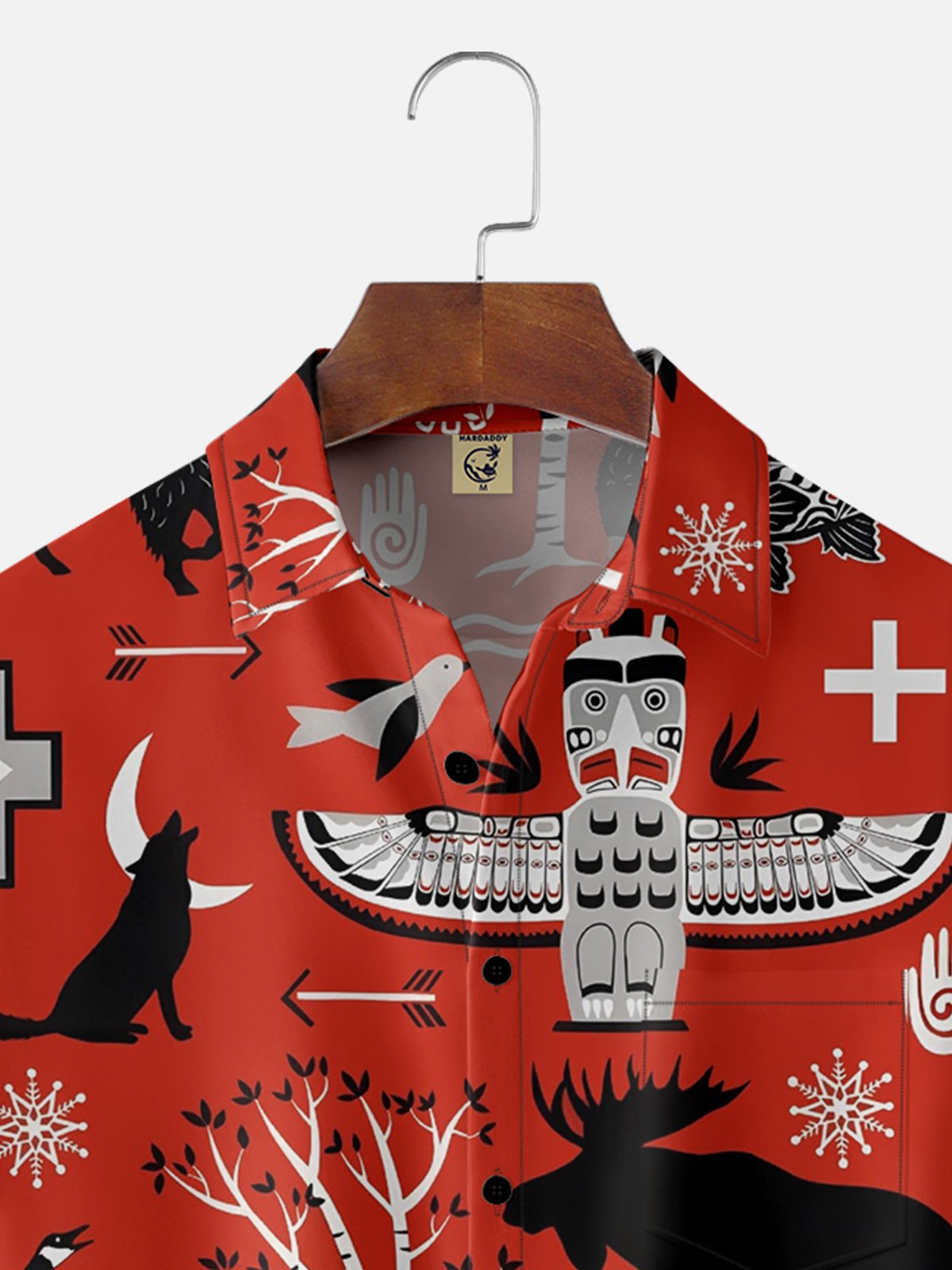 Hardaddy Moisture-wicking Canada Day Animal Maple Leaf Chest Pocket Hawaiian Shirt