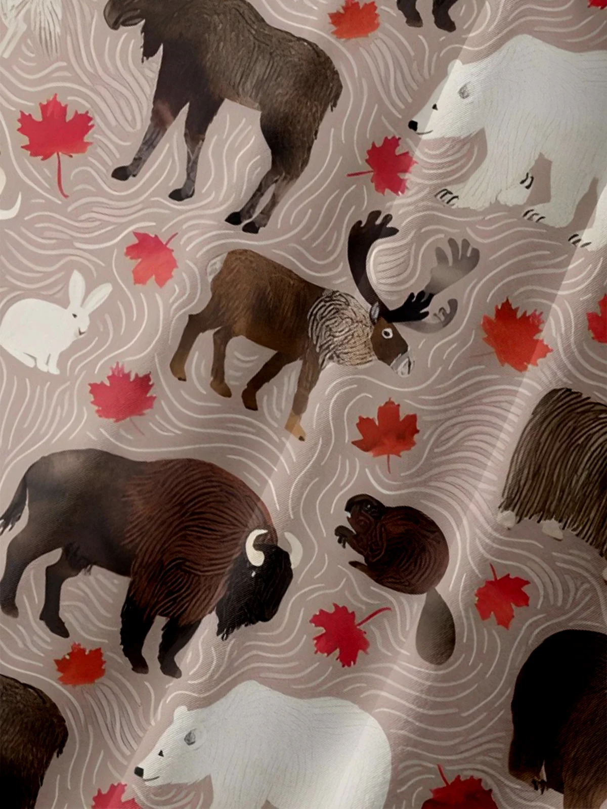 Hardaddy Moisture-wicking Canada Day Animal Maple Leaf Chest Pocket Hawaiian Shirt