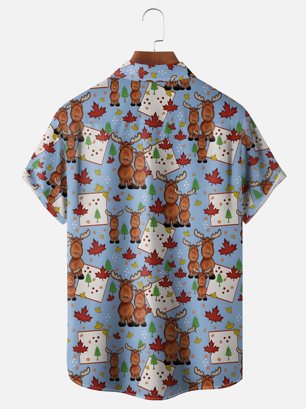 Hardaddy Moisture-wicking Canada Day Moose Maple Chest Pocket Hawaiian Shirt