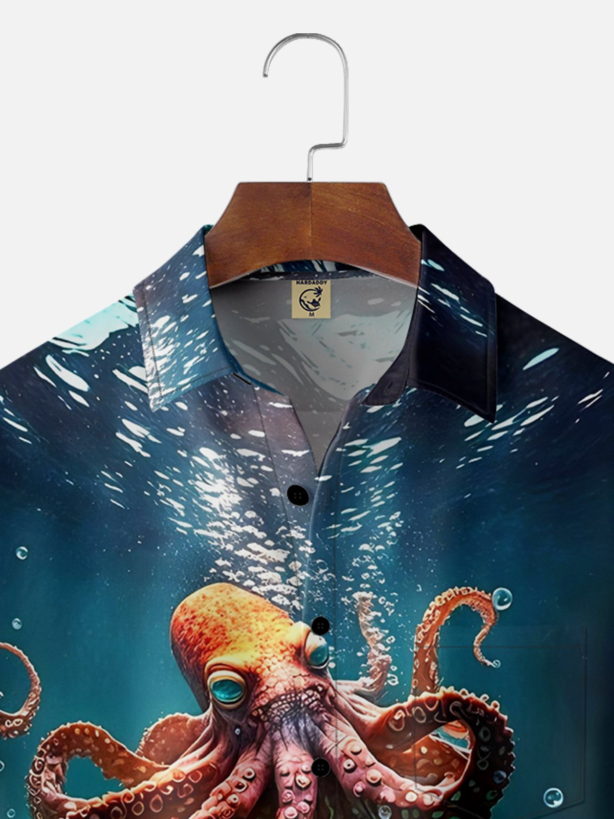 Hardaddy Marine Life Octopus Moisture-wicking Chest Pocket Hawaiian Shirt